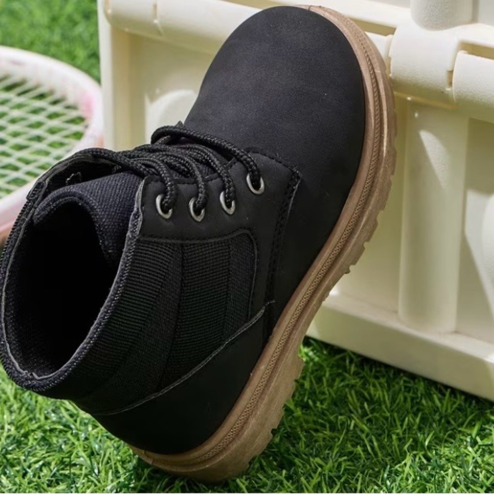 Otherwild Black Kids Ankle Boots with Tan Sole